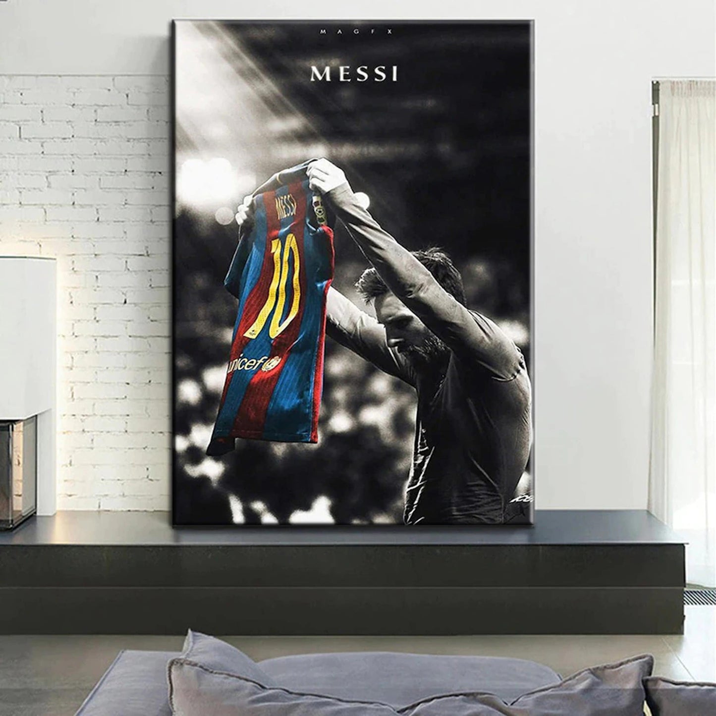 Poster Fußball Lionel Messi Nummer 10 bei Fc Barcelona als Deko Print ohne Rahmen-1