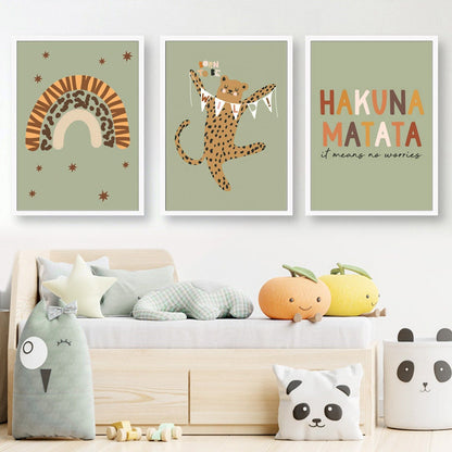 Poster Safari Hakuna Matata Löwe Regenbogen als Deko Print ohne Rahmen-1